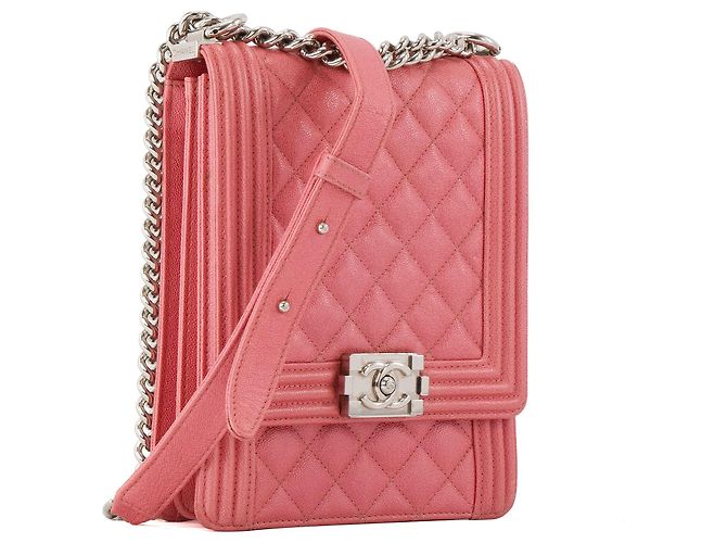 CHANEL - Borsa a tracolla North South Boy Chanel in pelle caviar rosa iridescente - vista 2