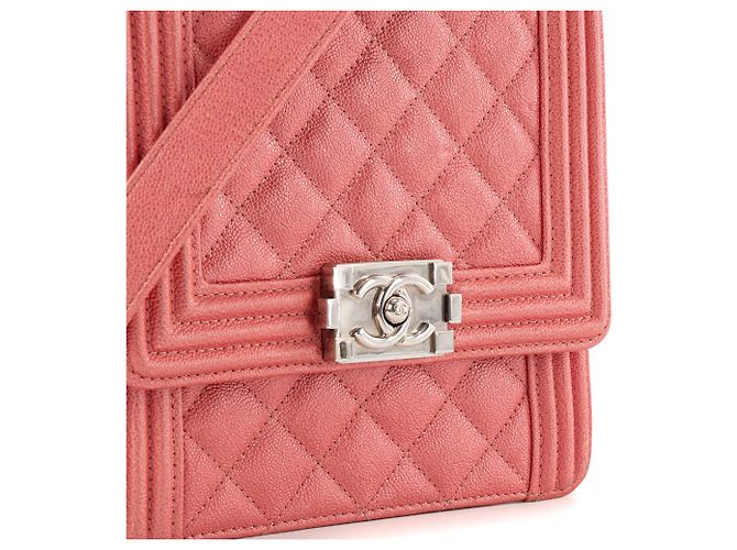 CHANEL - Borsa a tracolla North South Boy Chanel in pelle caviar rosa iridescente - vista 5