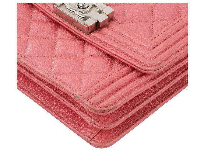 CHANEL - Borsa a tracolla North South Boy Chanel in pelle caviar rosa iridescente - vista 6