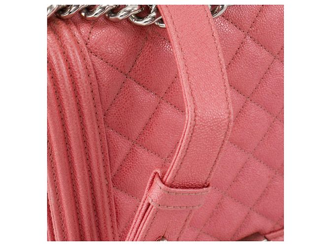 CHANEL - Borsa a tracolla North South Boy Chanel in pelle caviar rosa iridescente - vista 8