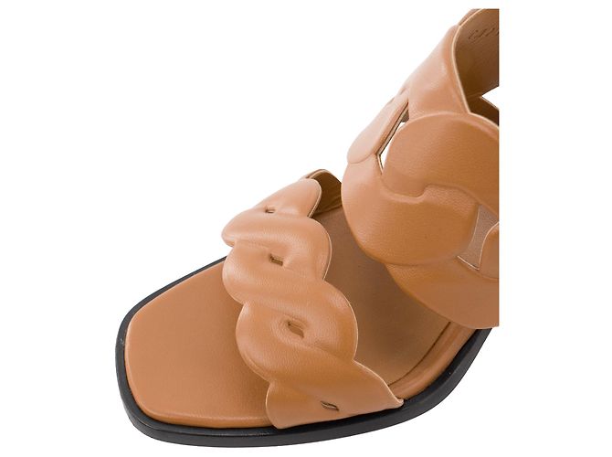 HERMÈS - Sandali Gaby Hermès in pelle marrone (T37) - vista 4
