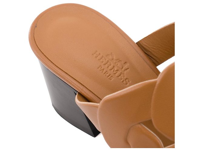 HERMÈS - Sandali Gaby Hermès in pelle marrone (T37) - vista 5