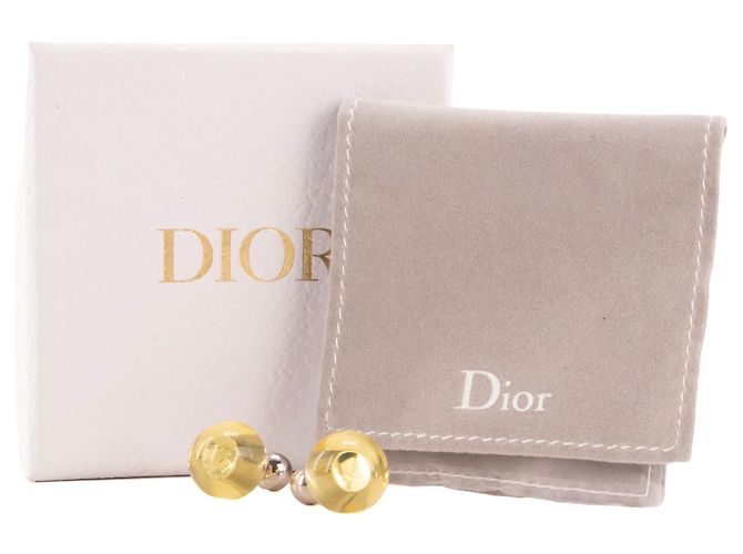 DIOR - Orecchini Tribali Dior in metallo argentato e resina gialla - vista 4