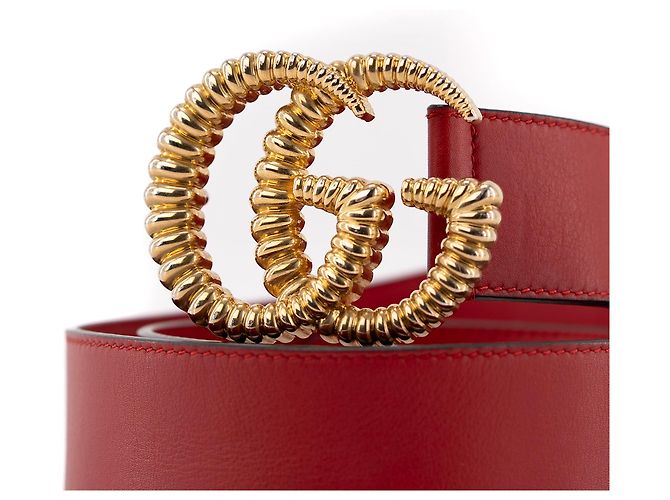 GUCCI - GG Gucci Roter Leder Torchon Gürtel (T85) - Ansicht 3