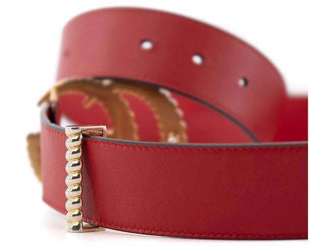 GUCCI - GG Gucci Roter Leder Torchon Gürtel (T85) - Ansicht 4