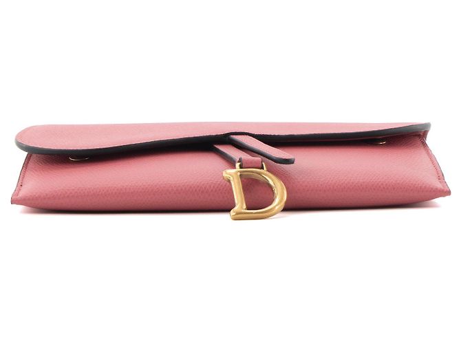 DIOR - Borsa Wallet On Chain Saddle in Pelle Grana Rosa - vista 4