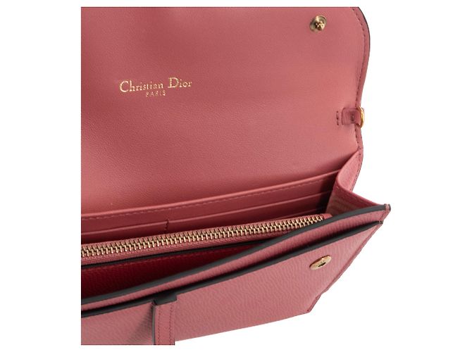 DIOR - Borsa Wallet On Chain Saddle in Pelle Grana Rosa - vista 7