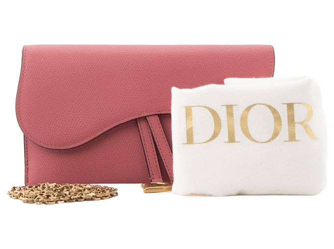 DIOR - Borsa Wallet On Chain Saddle in Pelle Grana Rosa - vista 8