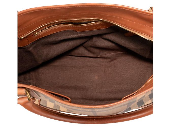 BURBERRY - Borsa a mano Burberry in pelle e tela monogrammata Marrone - vista 11