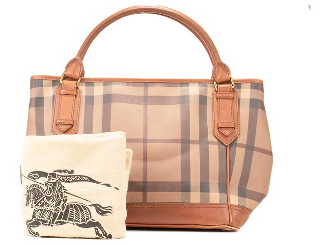 BURBERRY - Borsa a mano Burberry in pelle e tela monogrammata Marrone - vista 12