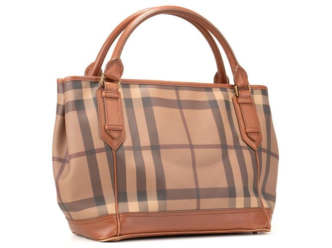 BURBERRY - Borsa a mano Burberry in pelle e tela monogrammata Marrone - vista 2