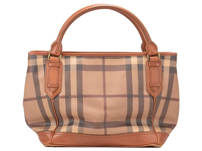 BURBERRY - Borsa a mano Burberry in pelle e tela monogrammata Marrone - vista 3
