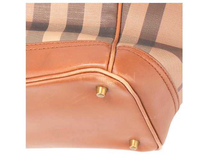 BURBERRY - Borsa a mano Burberry in pelle e tela monogrammata Marrone - vista 7
