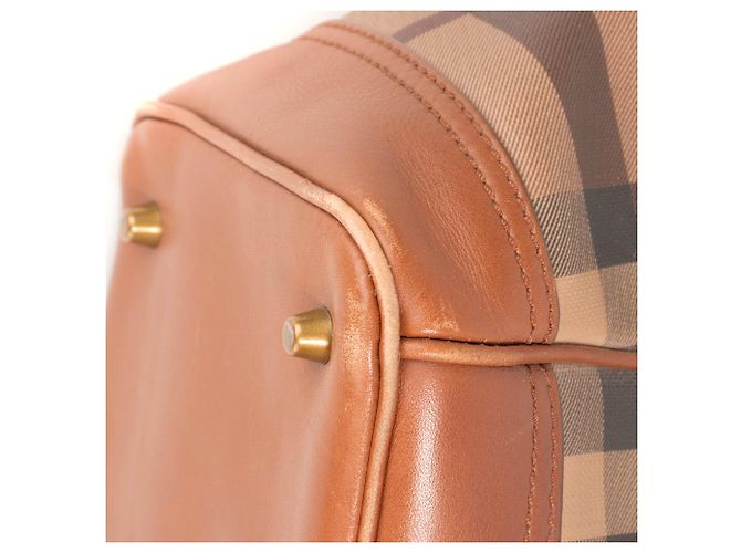 BURBERRY - Borsa a mano Burberry in pelle e tela monogrammata Marrone - vista 8