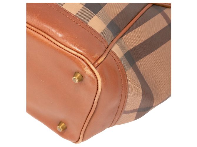 BURBERRY - Borsa a mano Burberry in pelle e tela monogrammata Marrone - vista 9