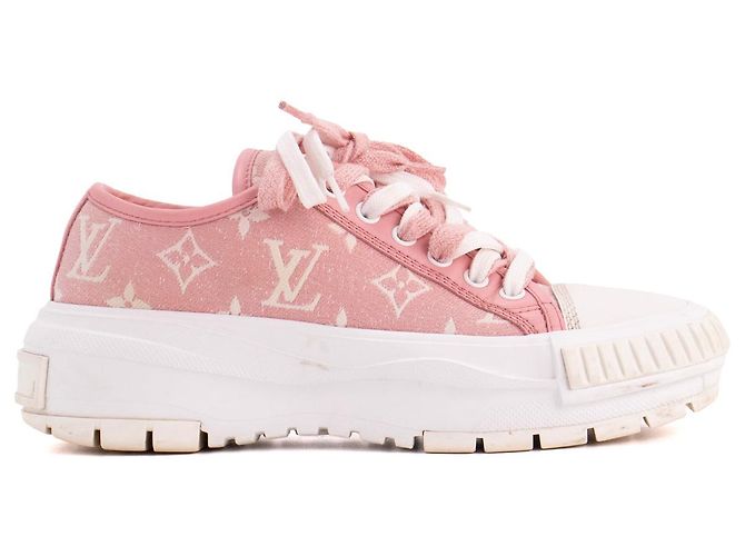 LOUIS VUITTON - Sneakers Squad Low Louis Vuitton in denim rosa e bianco (T35) - vista 2