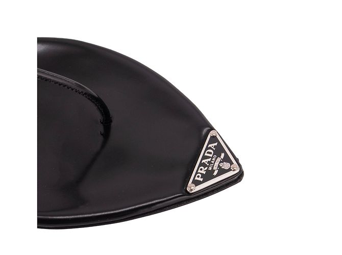Etiquette PRADA - Sandalias Prada de cuero charol negro (T38.5) - vista 4