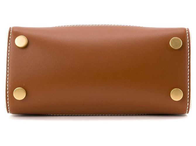 BALMAIN - B-Buzz 22 Umhängetasche von Balmain aus beigem Canvas und braunem Leder - Ansicht 4