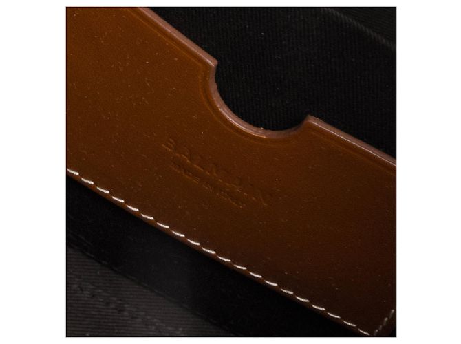 BALMAIN - B-Buzz 22 Umhängetasche von Balmain aus beigem Canvas und braunem Leder - Ansicht 8