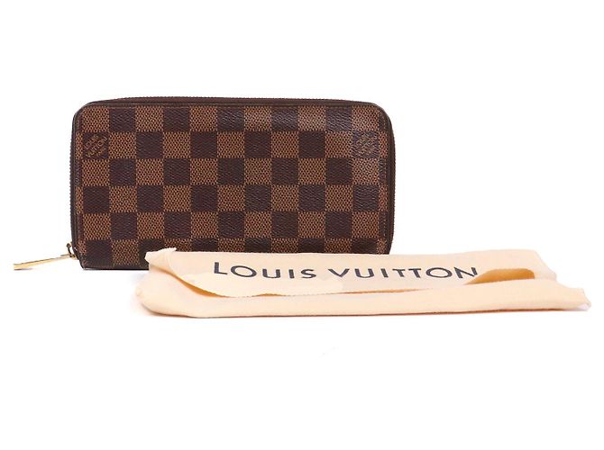 LOUIS VUITTON - Cartera Zippy Louis Vuitton en lona damier ébano Castaño - vista 9