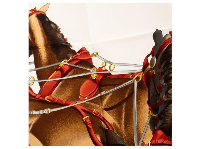 HERMÈS - Foulard 90 Attelage en Arbalète Hermès in seta multicolore Rosso - vista 4
