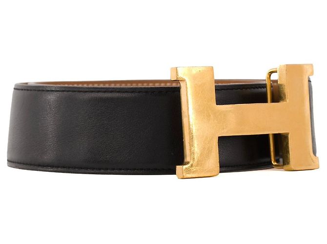 HERMÈS - H-Gürtel aus schwarzem Leder (T80) Braun - Ansicht 2