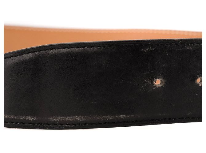HERMÈS - H-Gürtel aus schwarzem Leder (T80) Braun - Ansicht 4