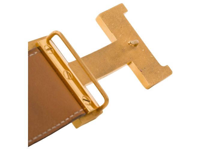 HERMÈS - H-Gürtel aus schwarzem Leder (T80) Braun - Ansicht 7