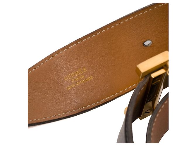 HERMÈS - H-Gürtel aus schwarzem Leder (T80) Braun - Ansicht 8