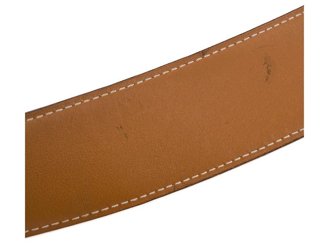 HERMÈS - H-Gürtel aus schwarzem Leder (T80) Braun - Ansicht 9