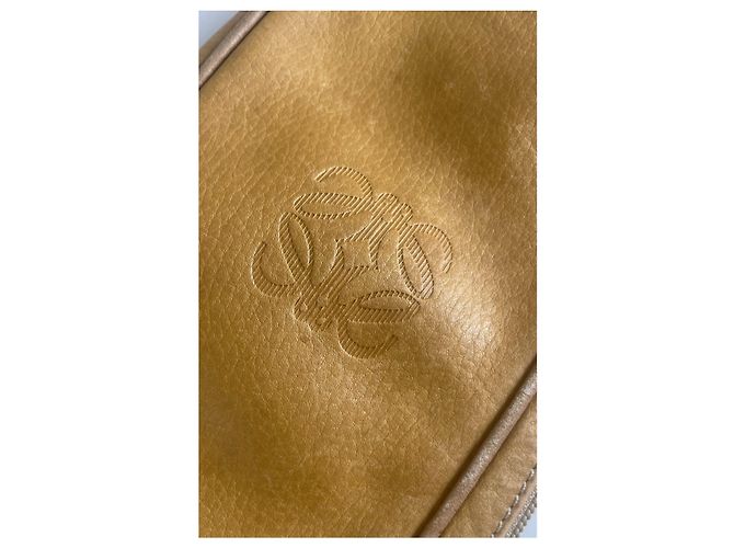 Vintage Loewe Madrid Anagram Leder Schultertasche Gelb - vista 11