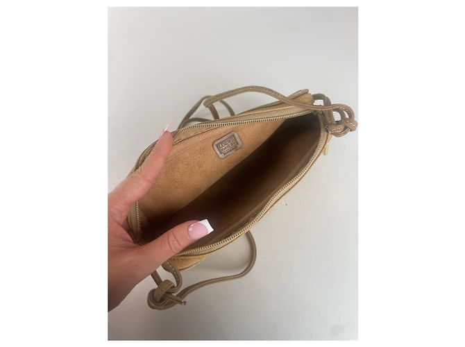 Vintage Loewe Madrid Anagram Leder Schultertasche Gelb - vista 13