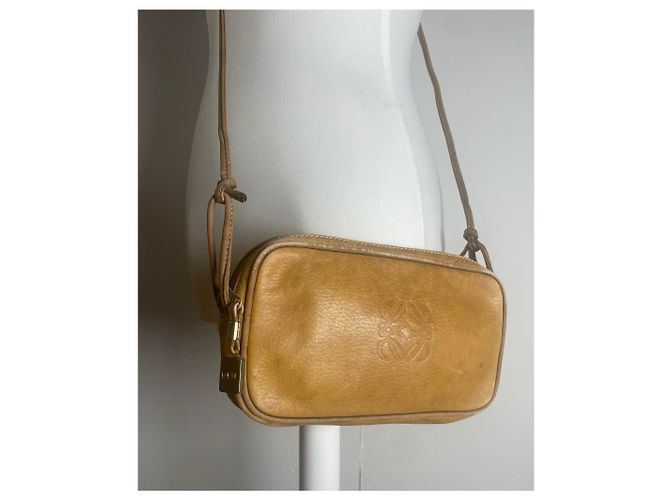 Vintage Loewe Madrid Anagram Leder Schultertasche Gelb - vista 15