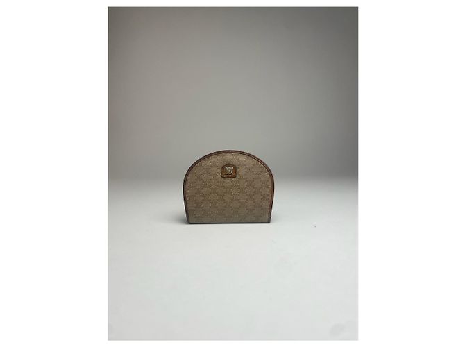 Triomphe Céline Vintage Celine Paris Leather Monogram Wallet Beige Brown - view 10
