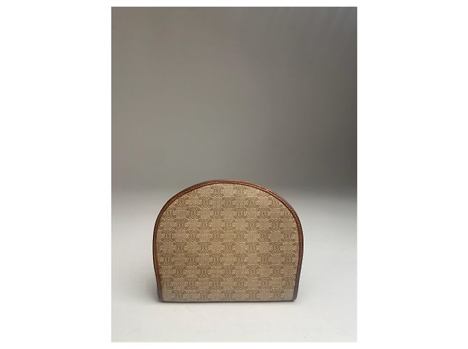 Triomphe Céline Vintage Celine Paris Leather Monogram Wallet Beige Brown - view 2