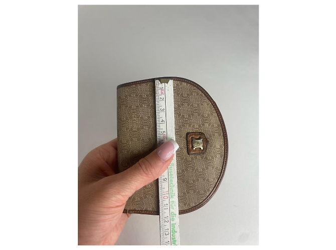 Triomphe Céline Vintage Celine Paris Leather Monogram Wallet Beige Brown - view 3