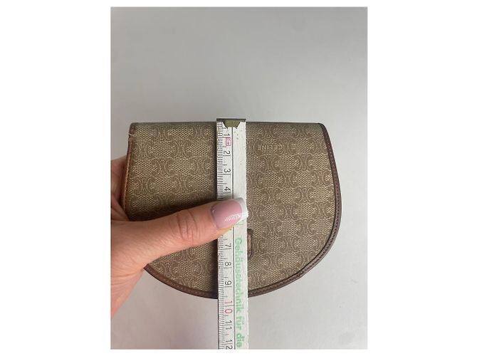 Triomphe Céline Vintage Celine Paris Leather Monogram Wallet Beige Brown - view 4