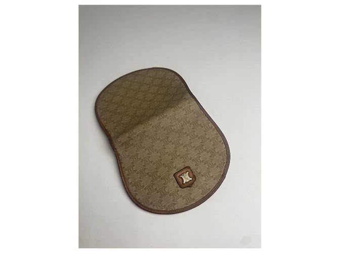 Triomphe Céline Vintage Celine Paris Leather Monogram Wallet Beige Brown - view 6