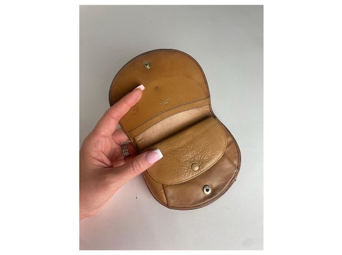 Triomphe Céline Vintage Celine Paris Leather Monogram Wallet Beige Brown - view 8