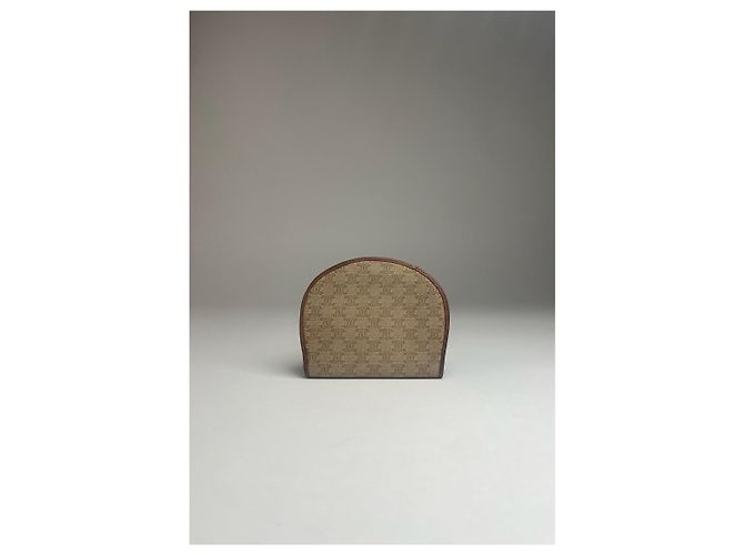 Triomphe Céline Vintage Celine Paris Leather Monogram Wallet Beige Brown - view 9