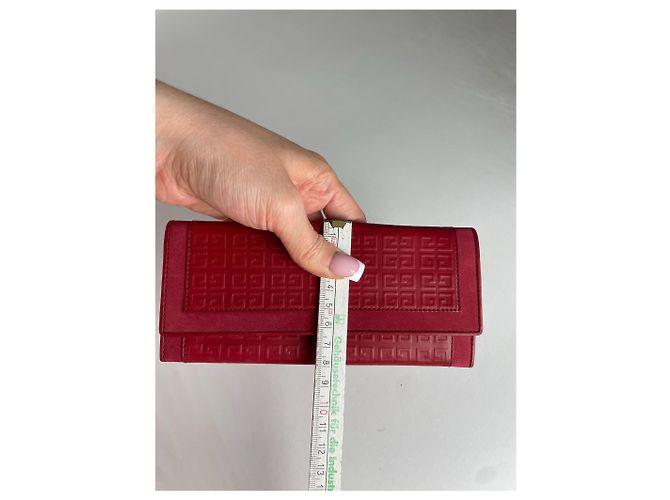 Vintage Givenchy Monogram Leather Long Etui Red - view 5