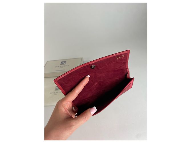 Vintage Givenchy Monogram Leather Long Etui Red - view 7