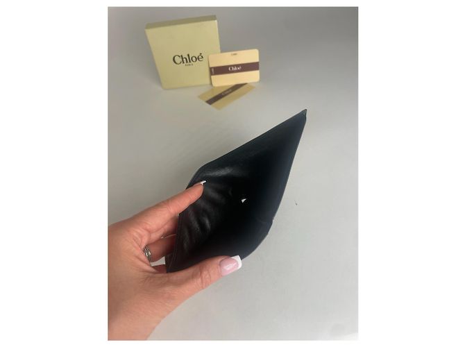 Chloé Vintage Chloe Flapable Leather Wallet Black - view 7