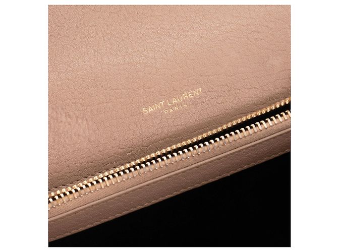 SAINT LAURENT - Borsa a tracolla Collège Saint Laurent in pelle grana beige - vista 11
