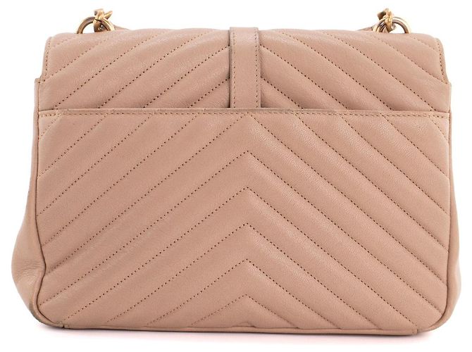 SAINT LAURENT - Borsa a tracolla Collège Saint Laurent in pelle grana beige - vista 3