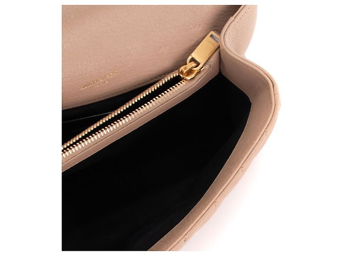 SAINT LAURENT - Borsa a tracolla Collège Saint Laurent in pelle grana beige - vista 5