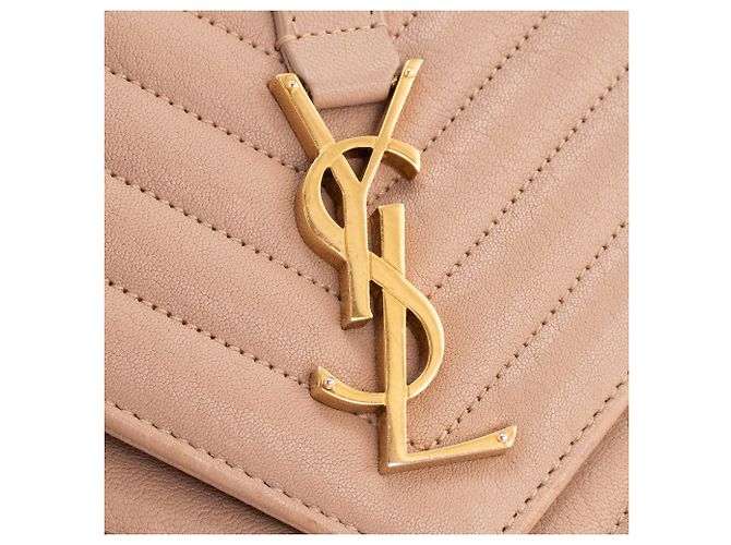 SAINT LAURENT - Borsa a tracolla Collège Saint Laurent in pelle grana beige - vista 6