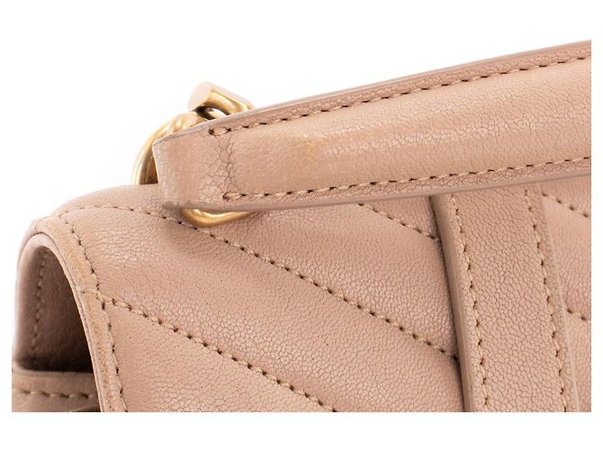 SAINT LAURENT - Borsa a tracolla Collège Saint Laurent in pelle grana beige - vista 7