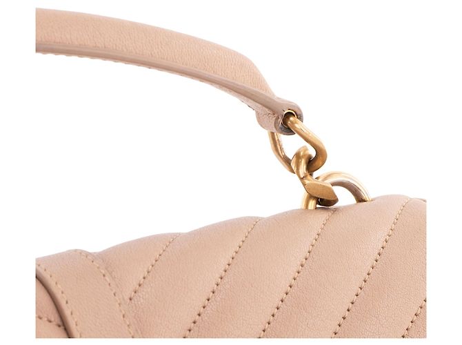 SAINT LAURENT - Borsa a tracolla Collège Saint Laurent in pelle grana beige - vista 8