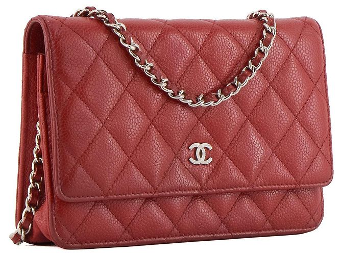 CHANEL - Borsa a tracolla Wallet on Chain Chanel in pelle caviar rossa Rosso - vista 2